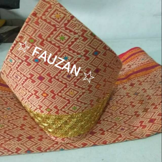 Topi songket selempang palembang Dewasa // Topi adat sumatra // Topi adat melayu