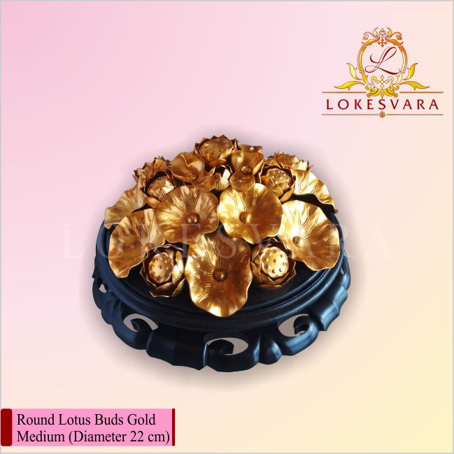 Pajangan/Hiasan Logam Round Lotus Buds Gold Medium