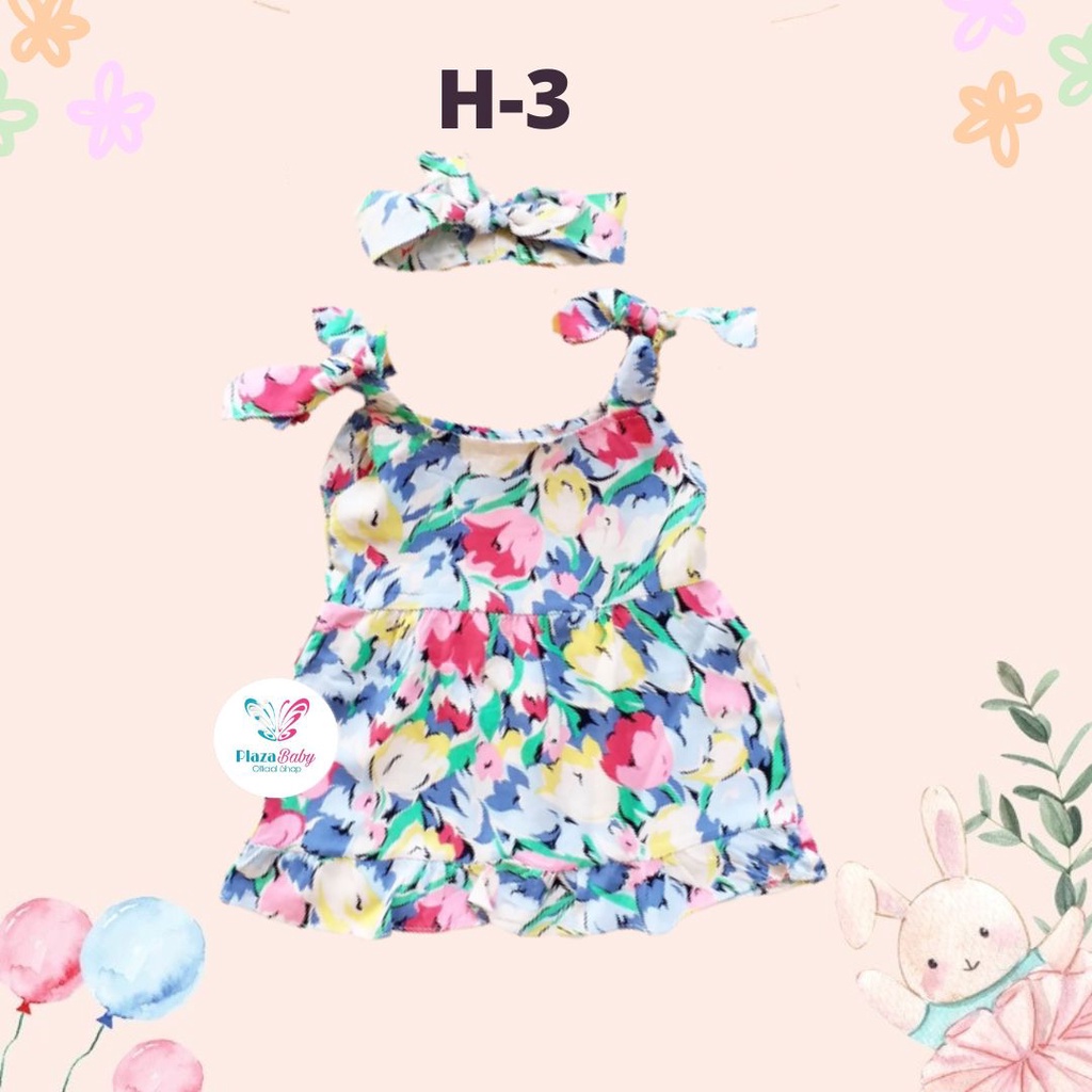 Plazababyku BBB DRESS MAUREEN dress anak perempuan bayi motif bunga lucu free headband