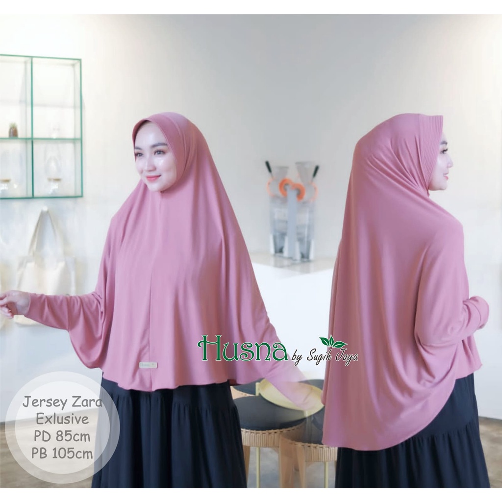 Husna Jilbab Bergo Jumbo Tangan Reborn Jersey Zara Exlusive