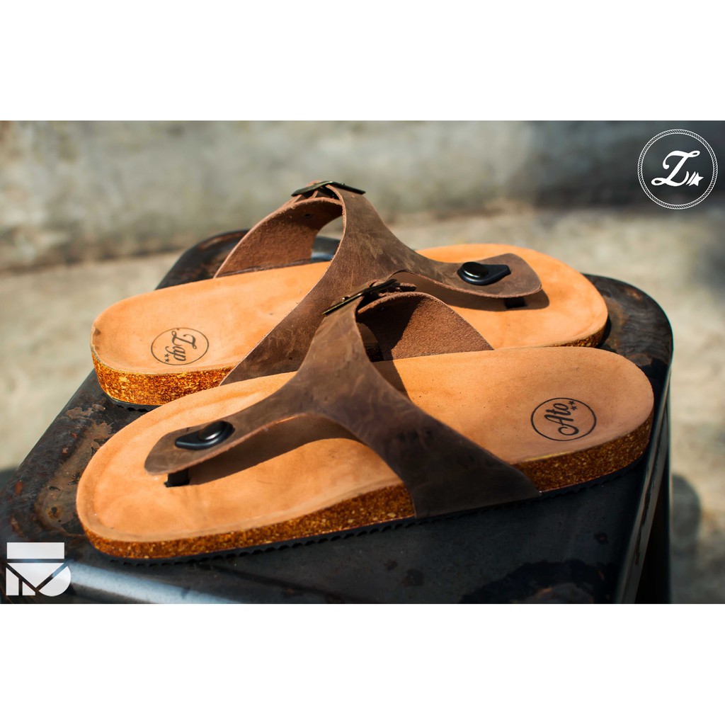 Enzo Brown | Sandal Kulit Asli Casual Simple Pria Cowok Men Sendal Footwear Ori | FORIND x Zapato