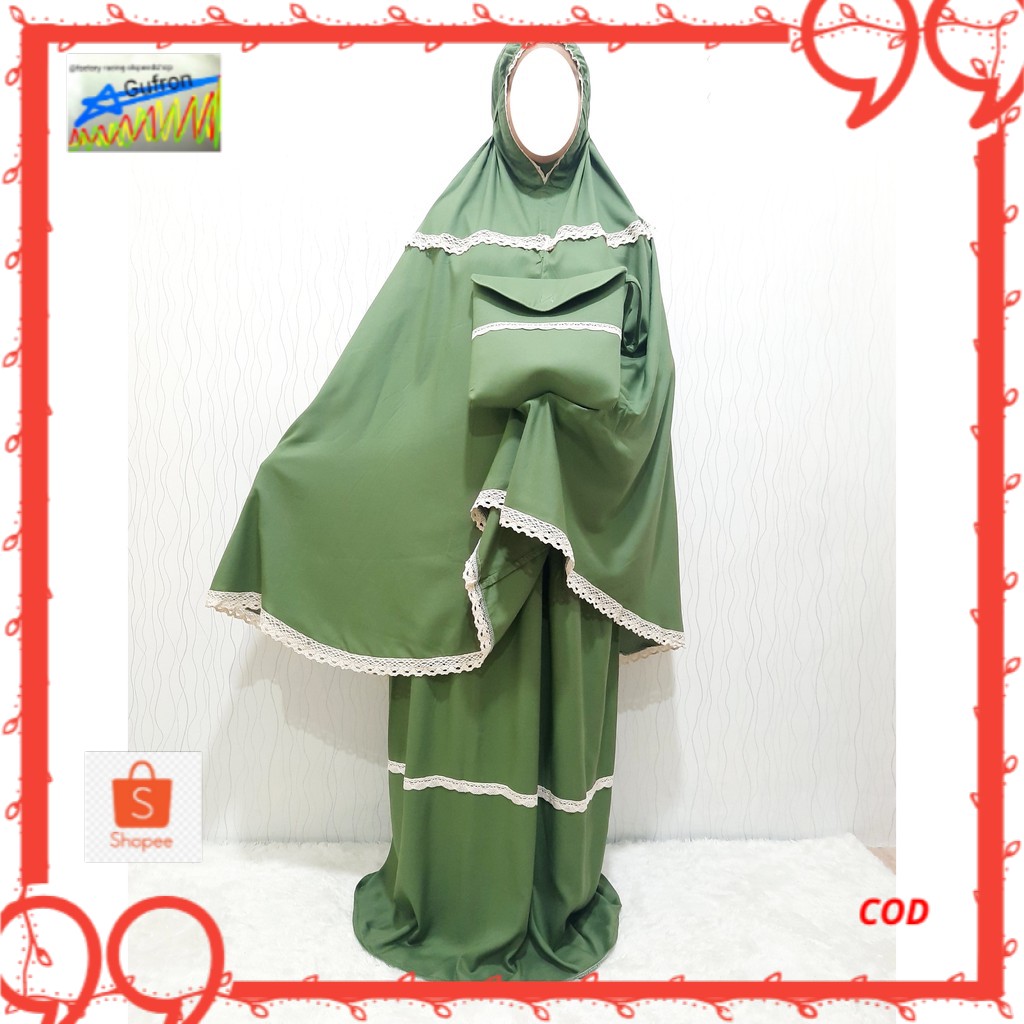 Mukena Dewasa Bali Rayon Polos Renda