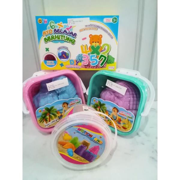 mainan anak pasir pasir ajaib / magic sand mainan ember pasir + pasir ajaib + cetakan hewan / cetaka