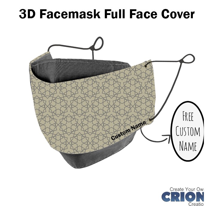 Crion - Masker 3d Full Face Cover Islamic Geometric Series - antibacterial