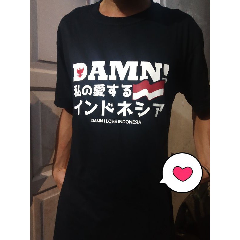 KAOS DAMN I LOVE INDONESIA HURUF KANJI JEPANG