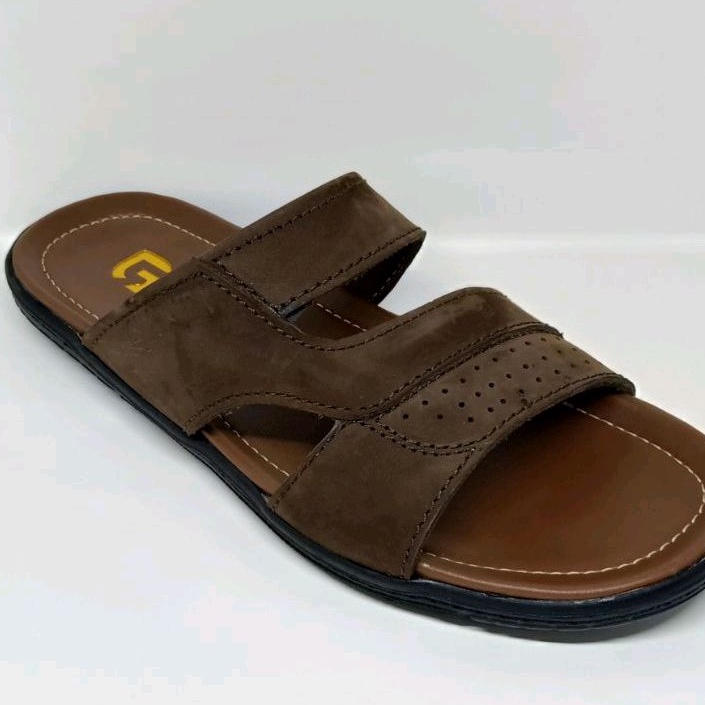 Sandal Slide Selop Pria Bahan Kulit Asli SL02 Grammer