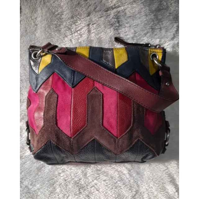 tas fossil tote shoulder bag patchwork preloved