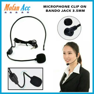 Mic Bando Clip On 3.5Mm Microphone Headset Kabel Jack Zoom Meet Video Call Conference handphone HP