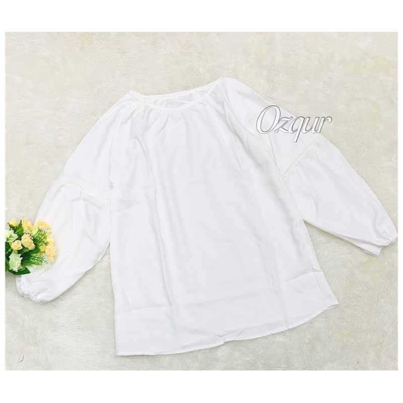 Kemeja Atasan Wanita Lengan Besar Modena Felice Katlina Lucia-LUIZA PUTIH