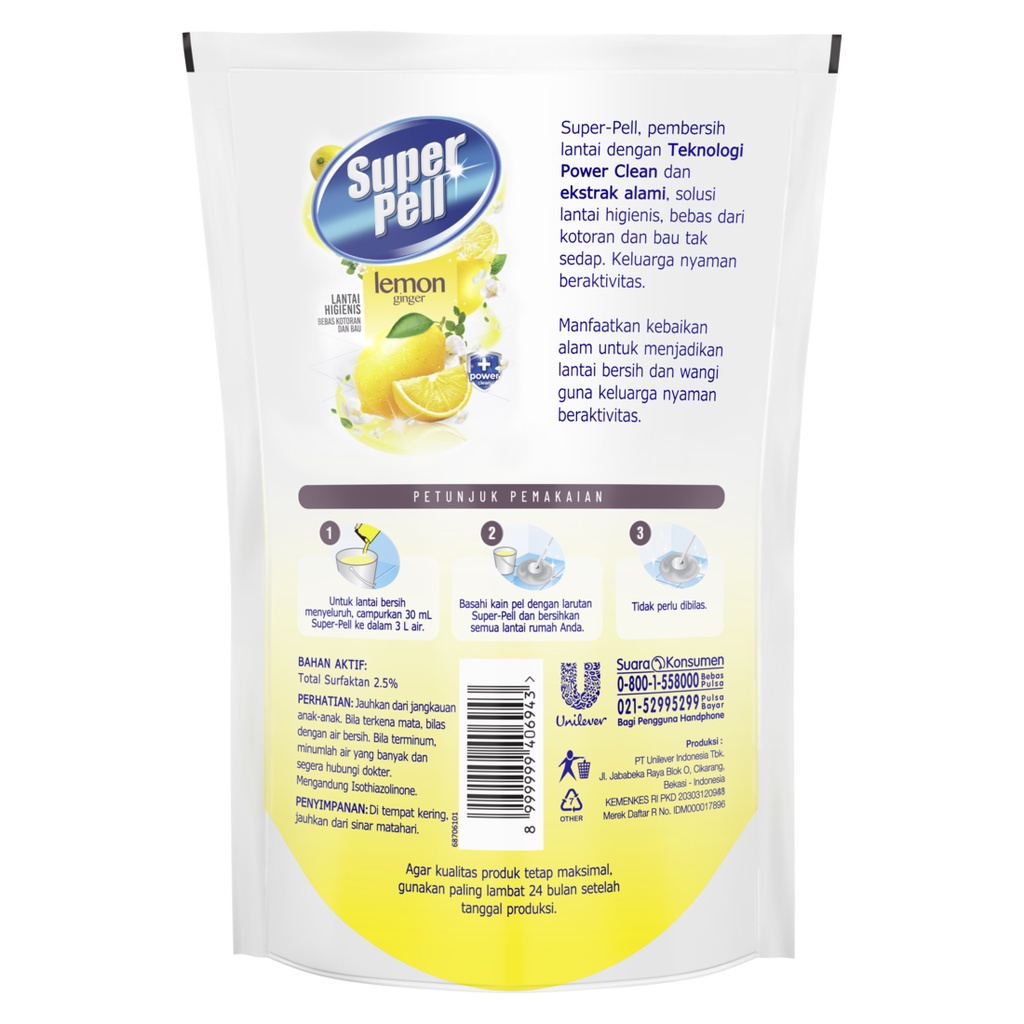 Superpell Lantai Lemon Ginger 770ml - Sabun Lantai