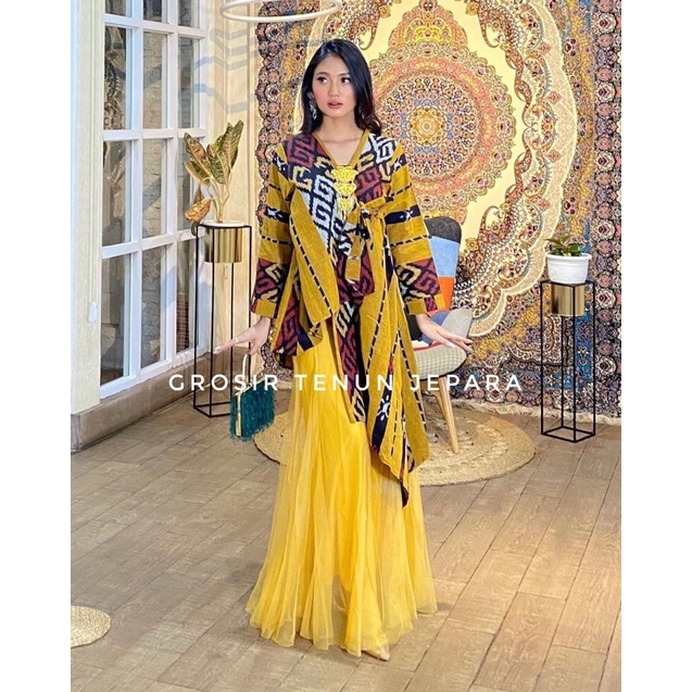 SET GOLDEN TUTU DAN KEMEJA TENUN
