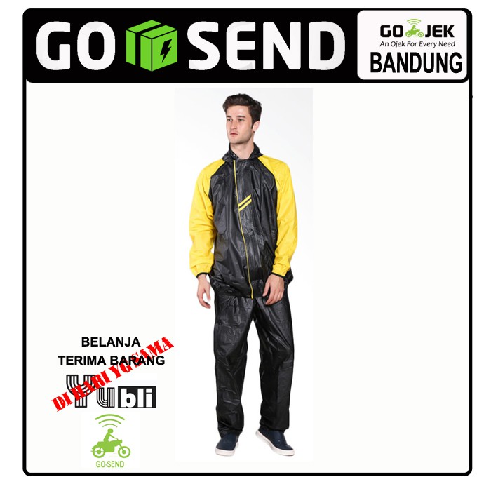 Jas Hujan Mezzo Hitam Kuning - Mezzo Raincoat