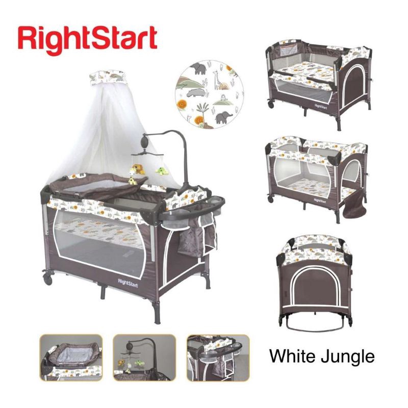 Tempat Tidur / Ranjang / Box Bayi PY 888 Right Start 2 in 1 Playard ( Baby Box ) Side Bed Bisa Buka Samping