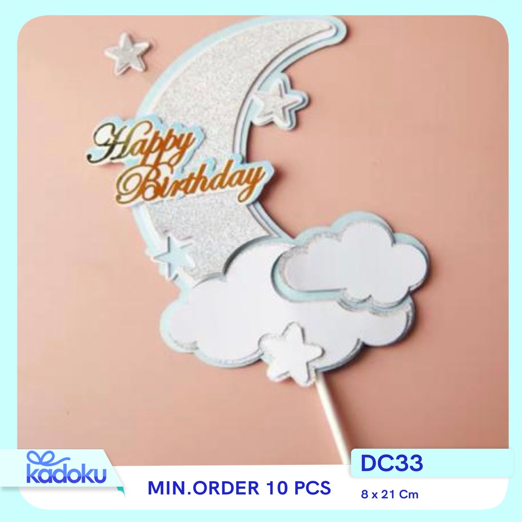 Jual Cake Topper Happy Birthday Cake Topper Moon Dekorasi Cake I