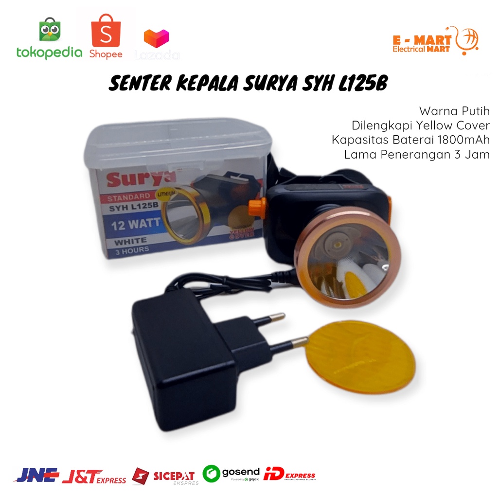 Senter Kepala Surya 12W 12 Watt SYH L125B Putih Kuning Dimmer