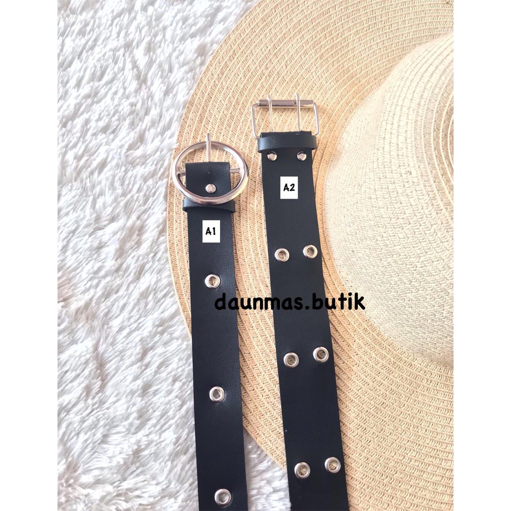 1KG MUAT 34PCS | BELT EYELETS STRADY IKAT PINGGANG TALI SABUK WANITA FASHION KULIT ROUND BUCKLE