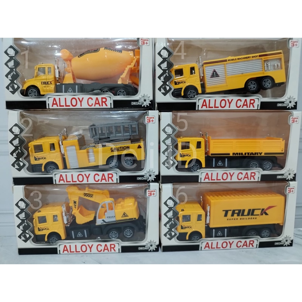 MAINAN DIECAST MINIATUR MOBIL TRUK BESI SEMEN EXCAVATOR KONSTRUKSI