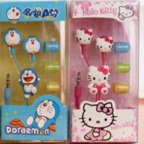 handsfree piston karakter doraemon hello kitty headset earphone xiaomi