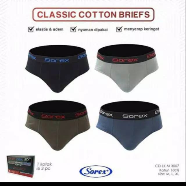 Sorex M3007 celana dalam pria segitiga Men's BRIEF ISI (3 pcs)