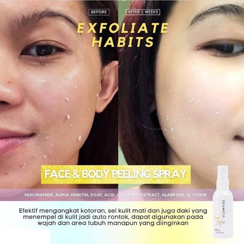 PEELING SPRAY EZANETA TONER BADAN PEMUTIH KETIAK PEELING WAJAH EXFOLIATING TONER PEELING BADAN TONER PEMUTIH BADAN PERONTOK DAKI PENGHILANG DAKI BODY SPRAY/PROMO/COD