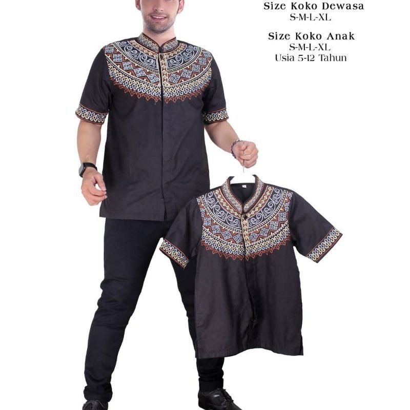 Koko couple ayah dan anak full bordir lengan pendek, koko ayah anak trendy 2017