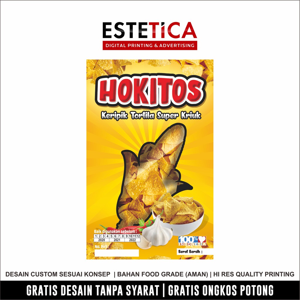 

sticker label keripik, cetak sticker keripik, cetak sticker keripik tortila , keripik jamur custom