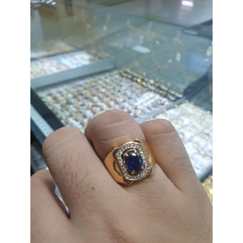 cincin pria batu biru emas kadar 700