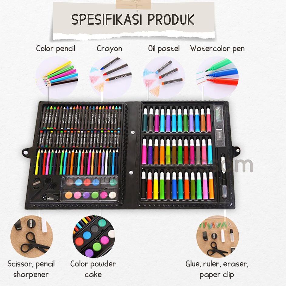 

㍾ Krayon Anak Set Koper 150 in 1 Crayon Mewarnai dan Melukis Lengkap dengan Cat Air - Blossom Kids ↯