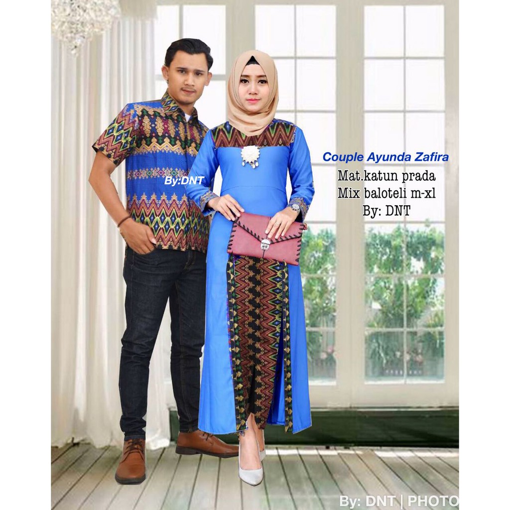 Batik Couple Sarimbit modern Ayunda Zavira - Warna Merah, Tosca, Biru, Kuning - M L XL