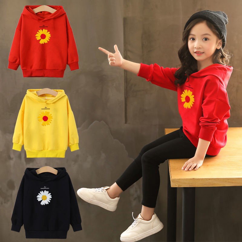 Sweater Anak Daisy Flower Hoodie Anak Fleece Pakaian Anak Perempuan