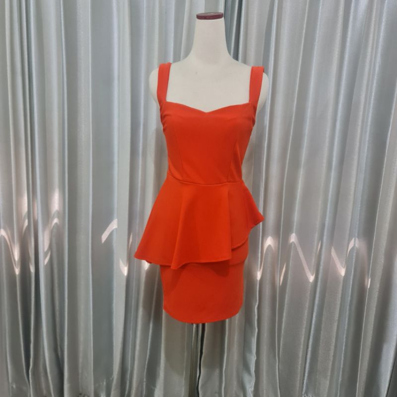 PRELOVED Orange Peplum Dress