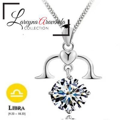 Kalung Titanium + Liontin Wanita Model Zodiak Kristal Crystal Swarovski KLZDK