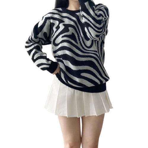 Sweater Rajut Wanita Zebra Crop | Sweater Blouse Motif Zebra | ATASAN RAJUT OVERSIZE WANITA | Crew neck Zebra