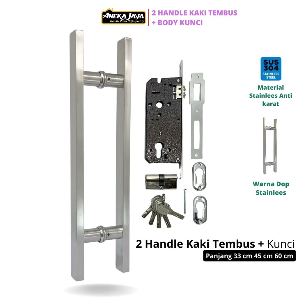 Handle Gagang Set Kunci Panjang 60 cm 45 33 Model Kaki Tembus Warna Hitam Dop Stainlees Tarikan Pegangan Terbaru Murah