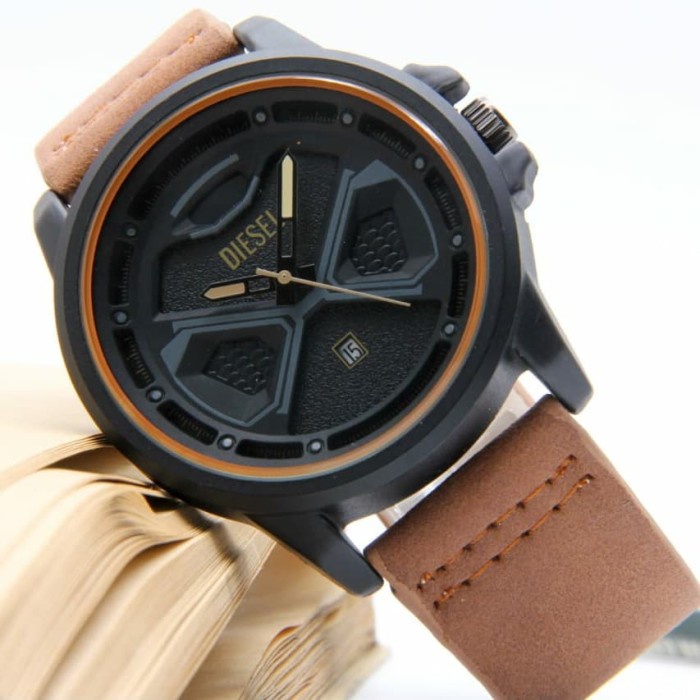 Jam Tangan Pria Watch COD Murah Fashion Terbaru Keren P2L0 Jam Tangan Pria Diesel Kulit Brown Tangga