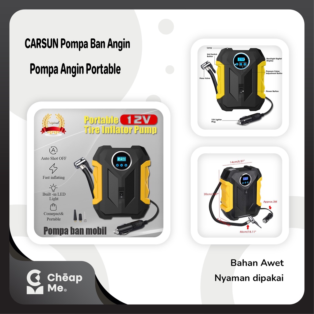 CARSUN Pompa Ban Angin Portable Mobil Digital Tire Emergency / Pompa Ban Mobil Carsun Motor Elektrik