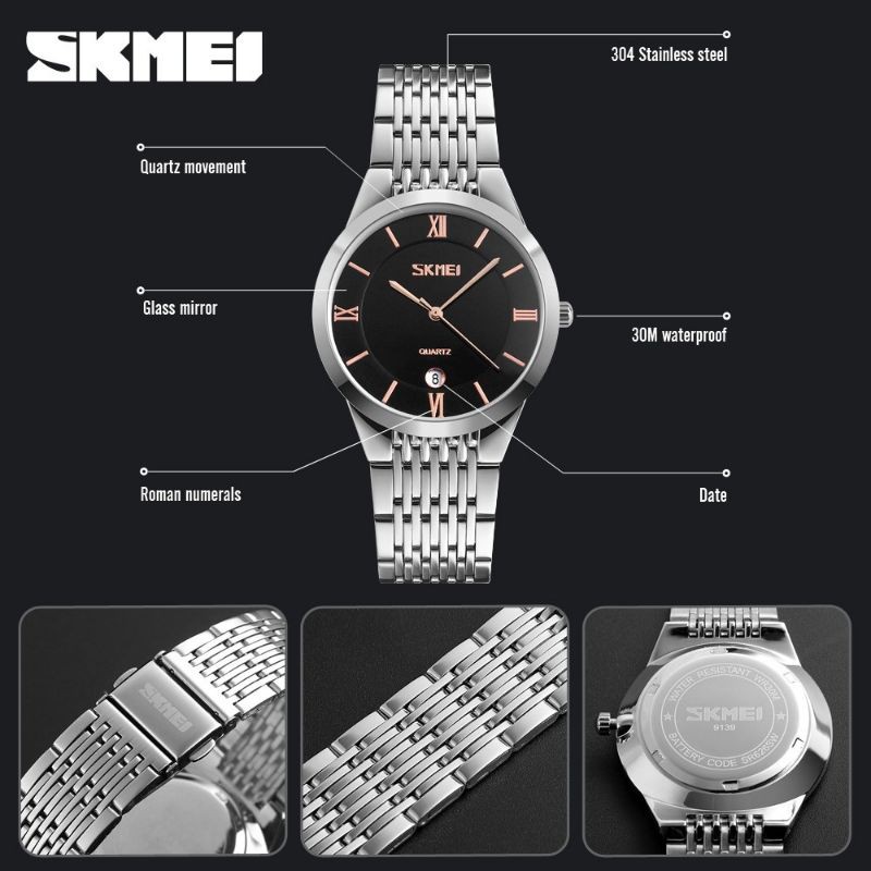Jam Skmei 9139 original stainless bergaransi free box karton