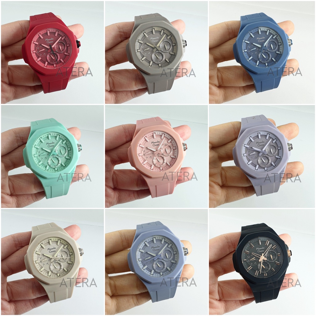 ALEXANDRE CHRISTIE AC 6590 WANITA ORIGINAL / JAM TANGAN CEWEK ALEXANDER AC6590 ORI RUBBER KARET ROSE