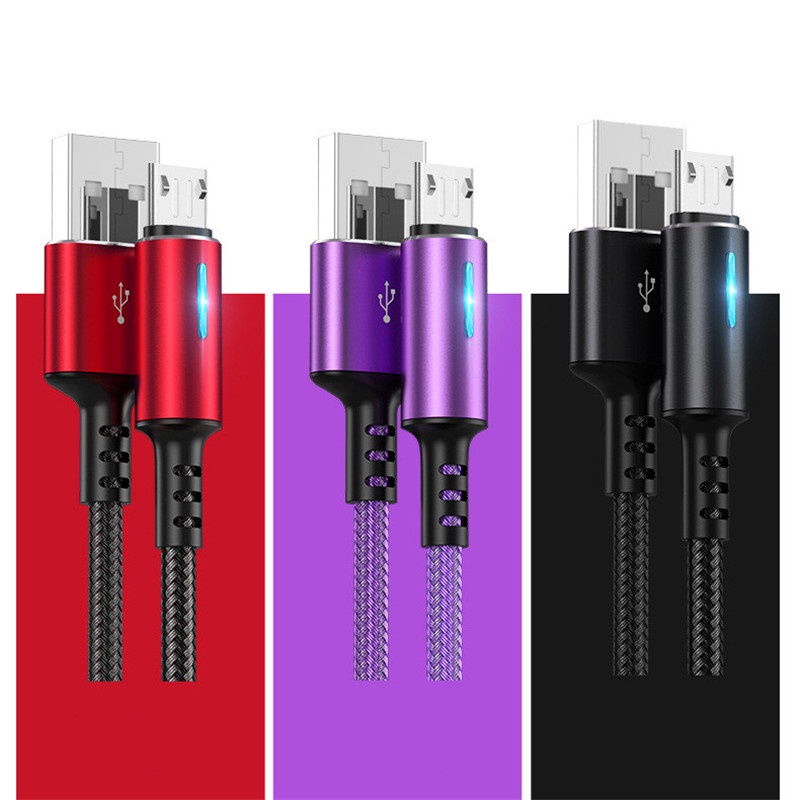 Kabel Data / Charger Micro Usb / Type c / Lightning 5v Fast Charging Dengan Lampu Led Untuk Android