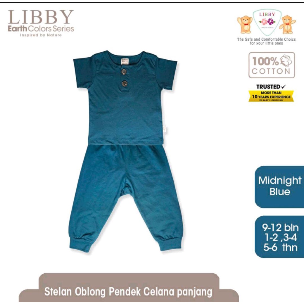 Libby Earth Fave Set Setelan Oblong Pendek Celana Panjang Baju Set Anak