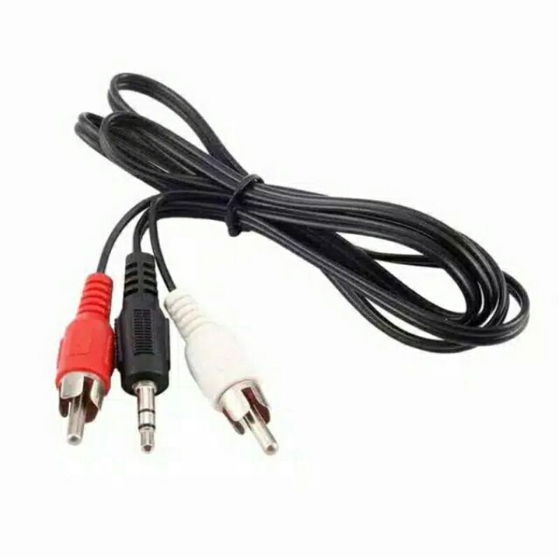 Kabel Audio RCA Aux 2in1 Pemutar musik HP ke Speaker panjang 1 meter