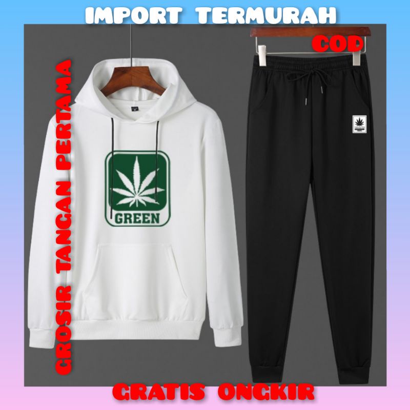 SWEATER 1 SET PRIA /PAKAIAN PRIA/SETELAN PRIA/ SWEATER+CELANA GREEN
