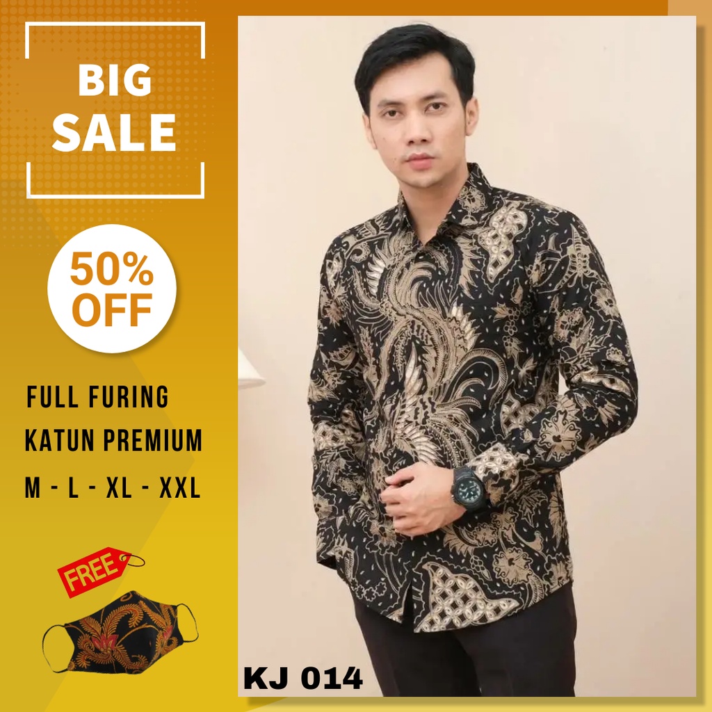 Kemeja Batik Pria Lengan Panjang Slimfit Slim fit Modern Premium Batik Cowok Laki laki Prabuseno Ali