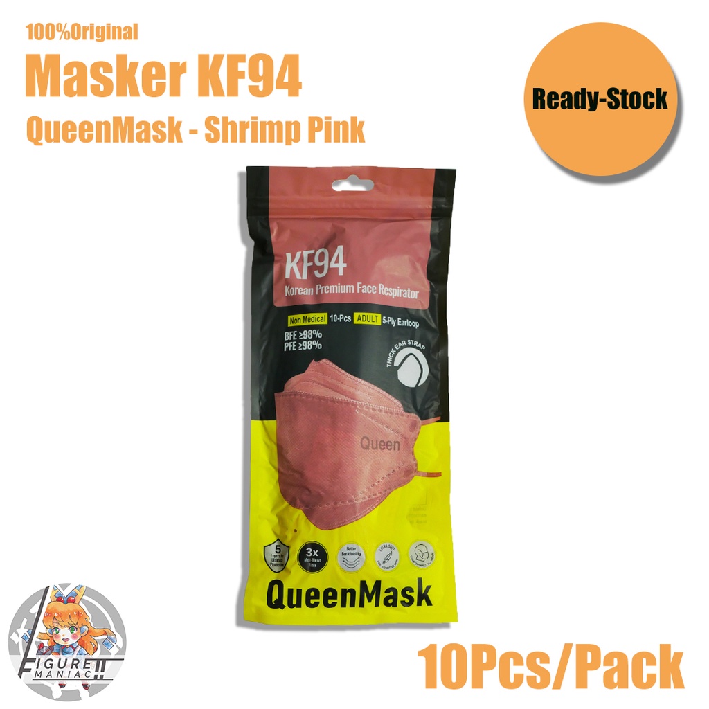 Figure Maniac - Masker KF94 QueenMask Earloop Korean Style Original 1 Pack isi 10