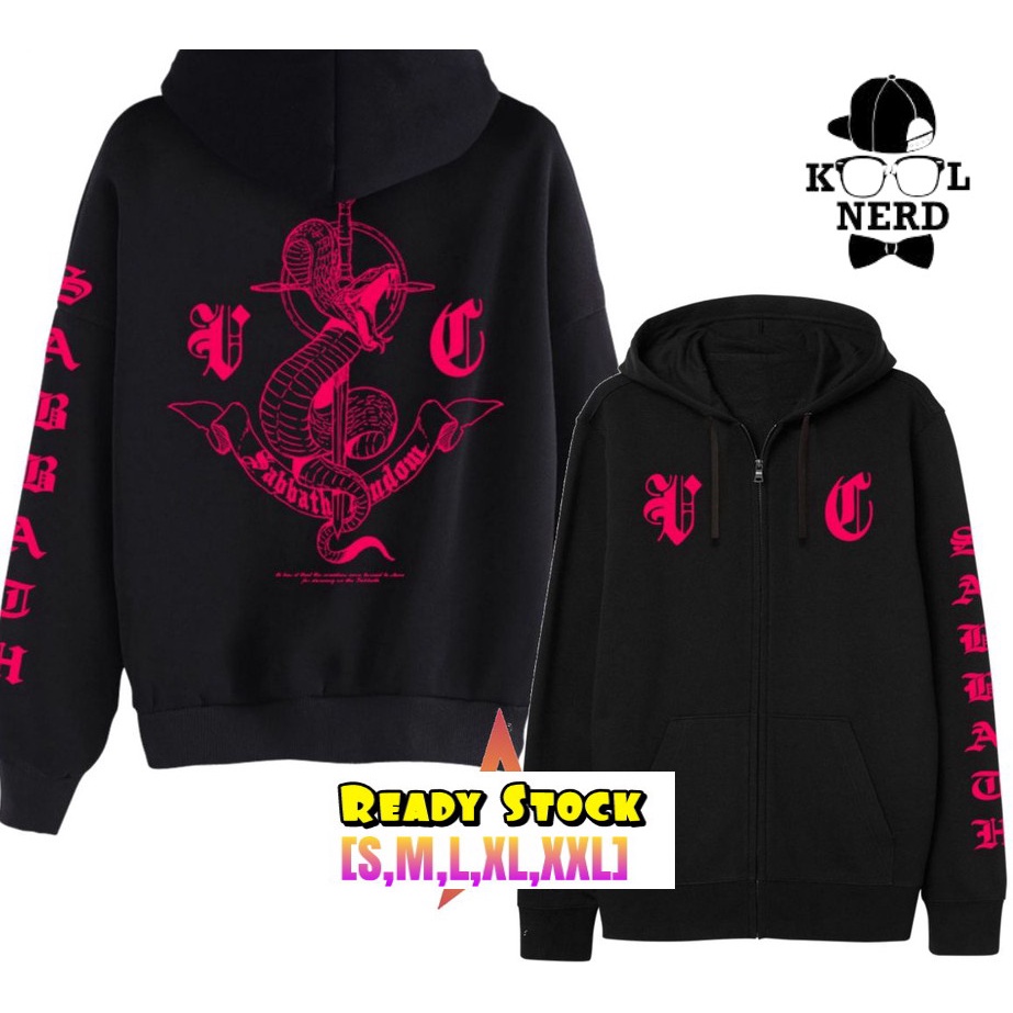 JAKET ZIPPER SLETING ANIME MANGA JEPANG SABBATH CREW SABLON PINK (READY SIZE S-XXL)