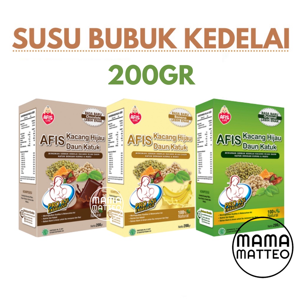 AFIS Life Susu Bubuk Kedelai Kacang Hijau Daun Katuk Original Chocolate Banana Pelancar Asi Booster / Susu Pengental ASI / AFIS BANDUNG