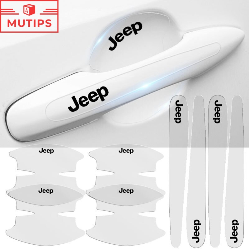 8pcs Stiker Pelindung Gagang Pintu Mobil Transparan Anti Gores Untuk Jeep Renegade Compass 2022 Willys Wrangler jk Cherokee xj