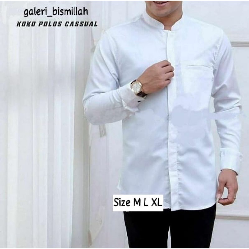 Baju koko putih polos buat lebaran | koko gus azmi