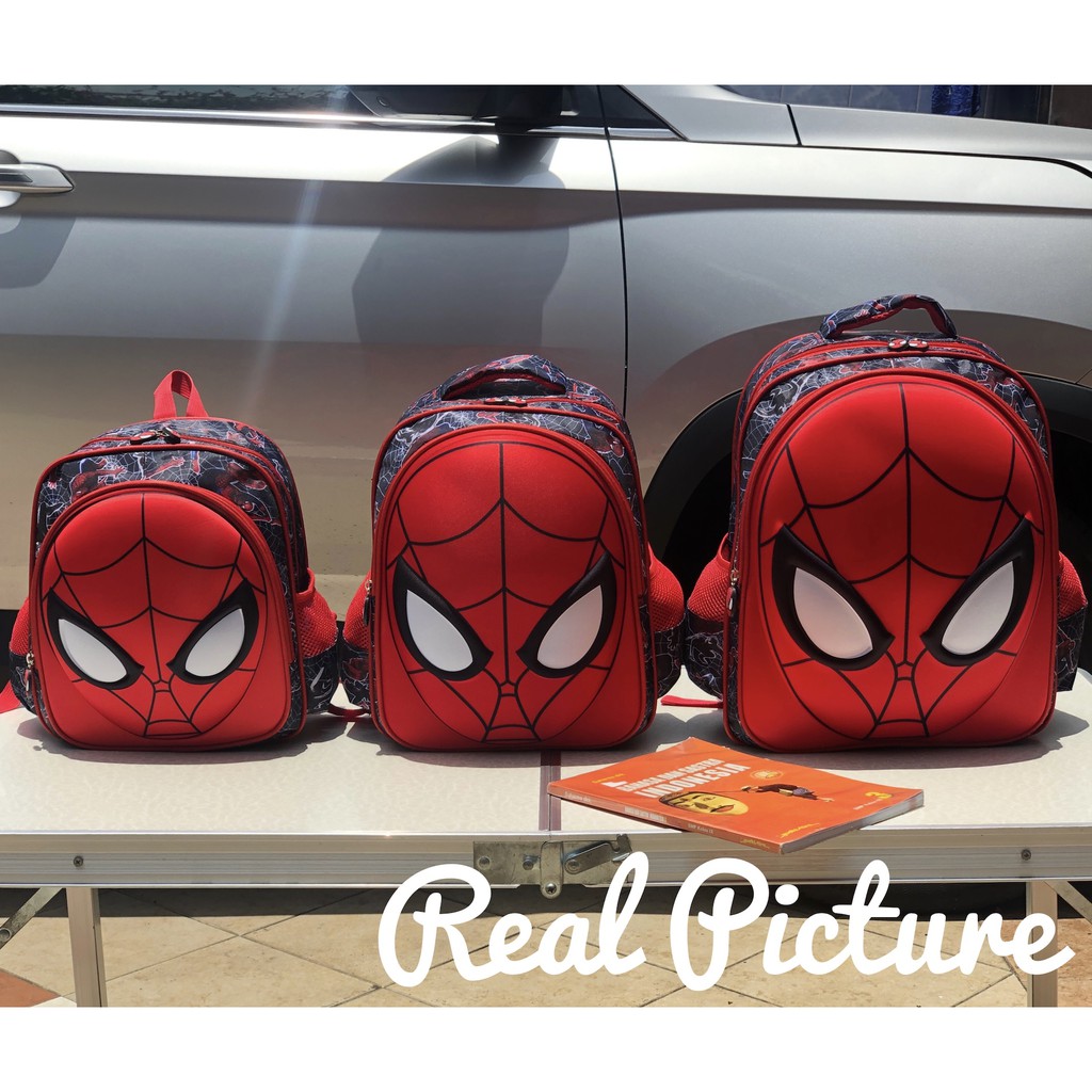 WWH03 Tas Anak Sekolah TK SD Ransel 3D Timbul Size Spideman Mask Impor TKM