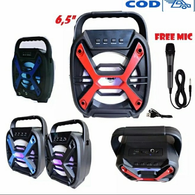 Speaker Karaoke Fleco F-6111/6112 Speaker Bass Bluetooth Free mic kabel